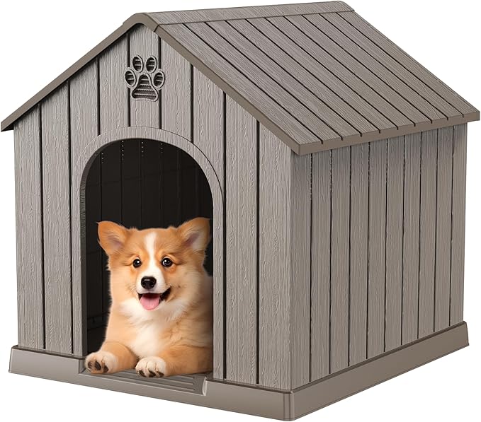 VIXZEN Dog House Outdoor, 26 Inch Resin Dog House Indoor Small Dog by Vixzen