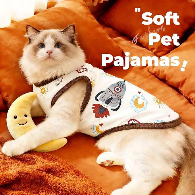PETCARE Cartoon Dog Shirts for Small Dogs Cute Dog Clothes Brown Spaceship - Image 4