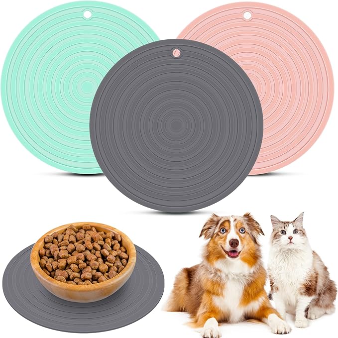 3 Pieces Silicone Pet Food Mat Feeding Mat by Patelai