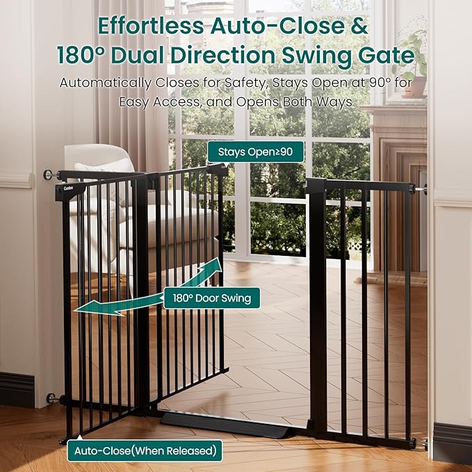 Cumbor 36" Extra Tall Baby Gate, 30-54" Wide Dog Gates - Image 5