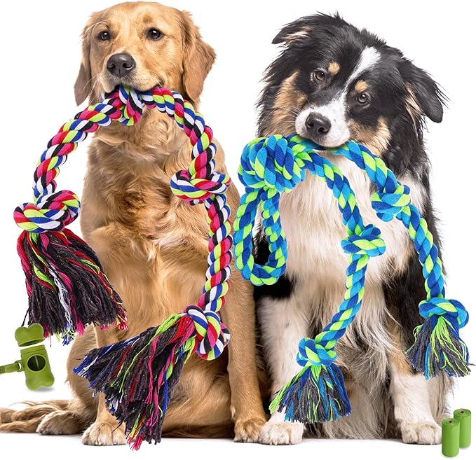 Tough Dog Rope Toys for Aggressive Chewers, Tough Tug of War Dog Toys for Large by Eefitoys