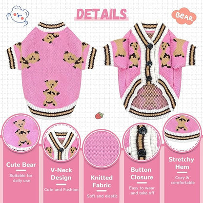 ABRRLO Small Dog Sweaters Cute Bear Dog Cardigans Clothes - Image 4