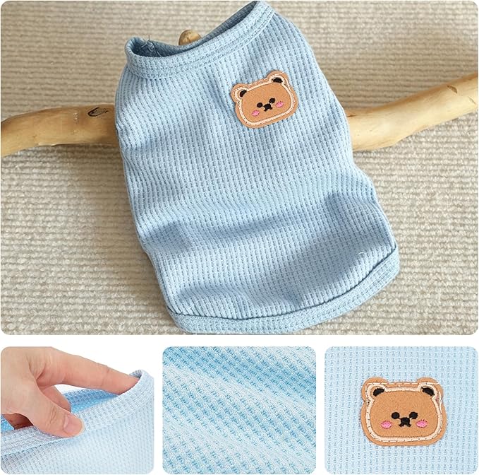 Waffle Knit Cat & Dog T Shirt for Small Dogs, Stretchable Puppy Shirt for - Image 2