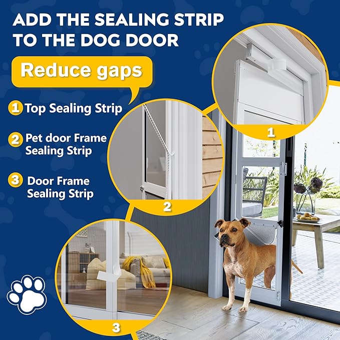 XLarge Dog Door for Sliding Glass Doors, 91 7/16" to 96" Tall, 12.8" Wide - Image 8