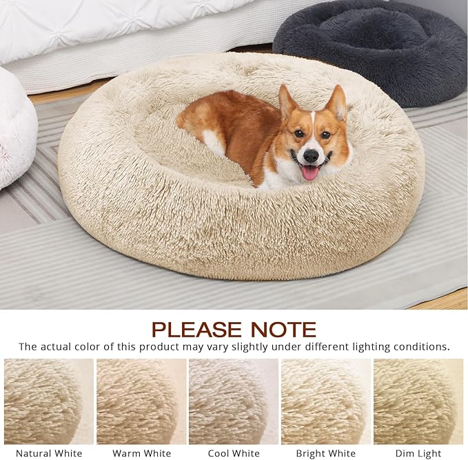 JOLLYVOGUE Dog Beds Large Sized Dog, Calming Anti-Anxiety Dog Bed, Fluffy Donut - Image 6