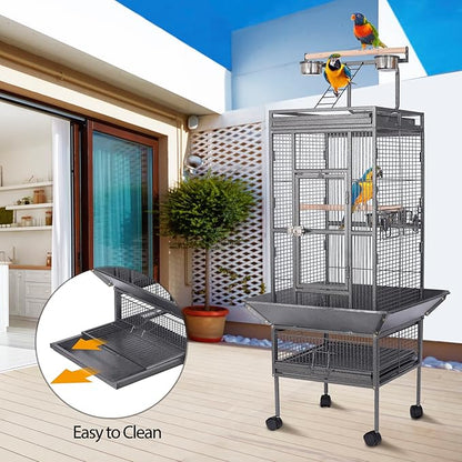 HSM 62 Inch Wrought Iron Large Bird Flight Cage - Image 4