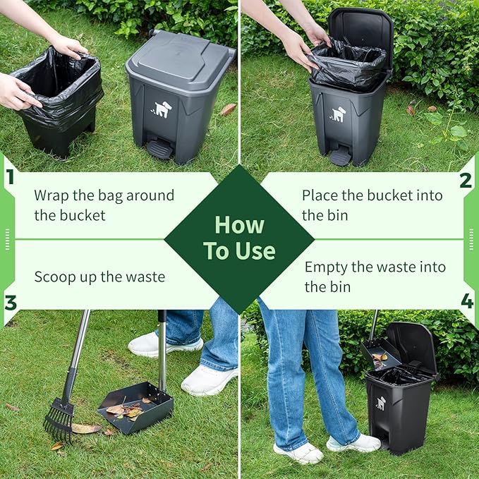 Dog Pooper Scooper, Dog Poop Trash Can Set - Image 2