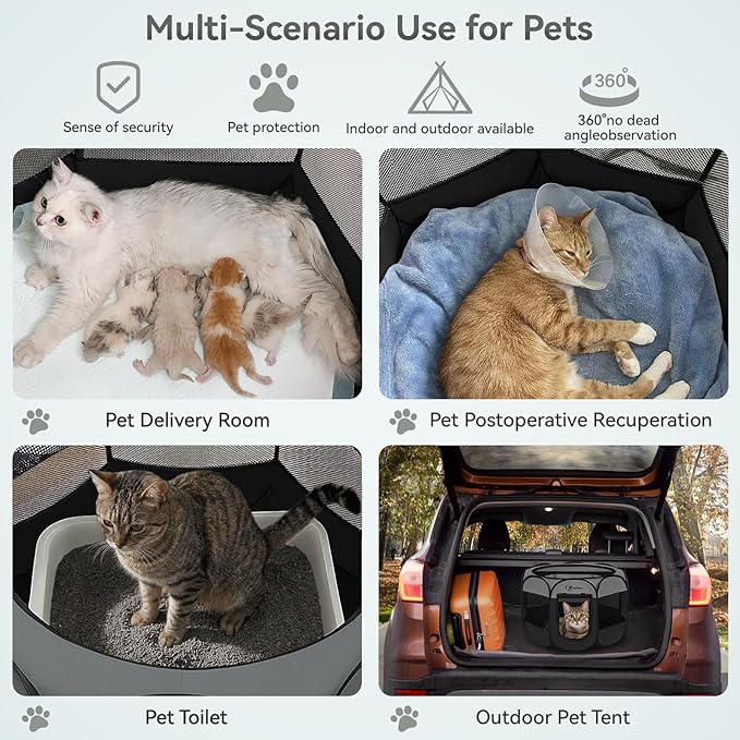 Siedihit Dark Grey Dog Cat Playpen, Puppy Pet Playpen, Small Dogs Tent Crates - Image 3