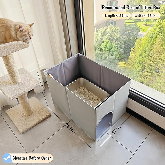 Dog Proof Cat Litter Box Enclosure, Open Top High Side, Less-Mess Extra Large - Image 3