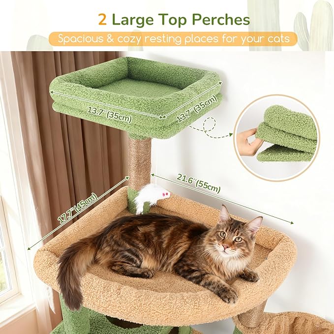 Globlazer Extra Large Cactus Cat Tree Tower, 82in Tall Heavy Duty Cat Tree - Image 2