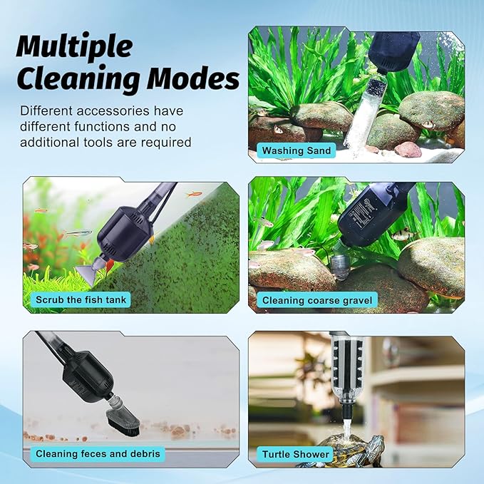 hygger 5 in 1 Electric Aquarium Gravel Cleaner, 360GPH Automatic Fish Tank - Image 2