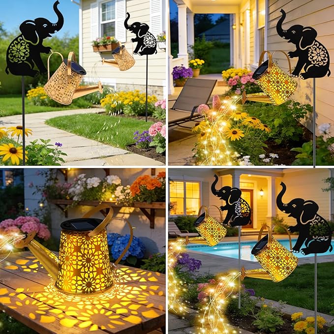 Solar Watering Can Lights, Elephant Hanging Lantern Solar Lights Outdoor - Image 5