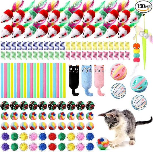 Shappy 150 Pcs Cat Toys for Indoor Cats Bulk, Kitten Toys Pack, Variety by Shappy