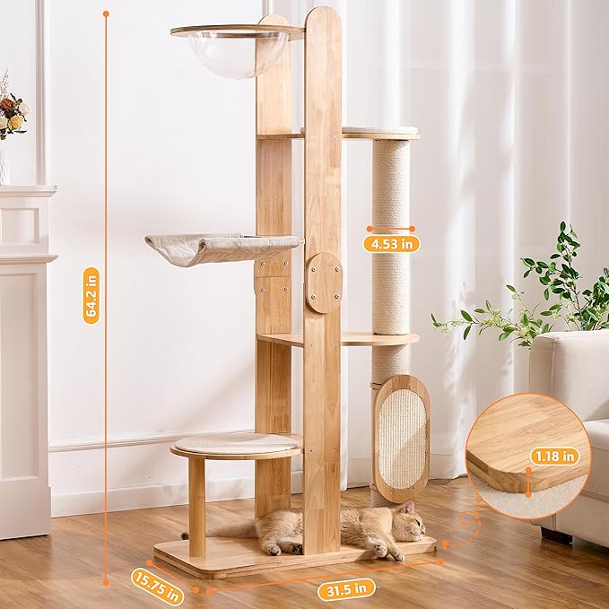 HITTITE Solid Wood Cat Tree Tower - Image 8