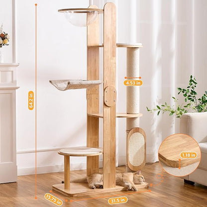 HITTITE Solid Wood Cat Tree Tower - Image 8