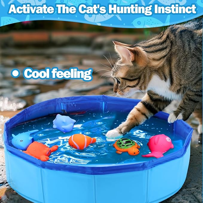 BABORUI Cat Pool Toy with Fish-Water Cat Toys, Portable Cat Pool Toy, Cat Water - Image 4