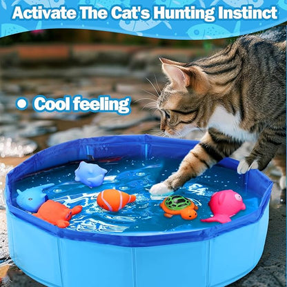 BABORUI Cat Pool Toy with Fish-Water Cat Toys, Portable Cat Pool Toy, Cat Water - Image 4