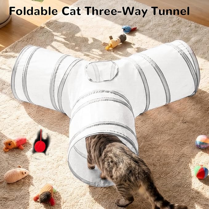 Tempcore Cat Tunnel for Indoor Cats, 3-Way Collapsible Play Tunnel - Image 6