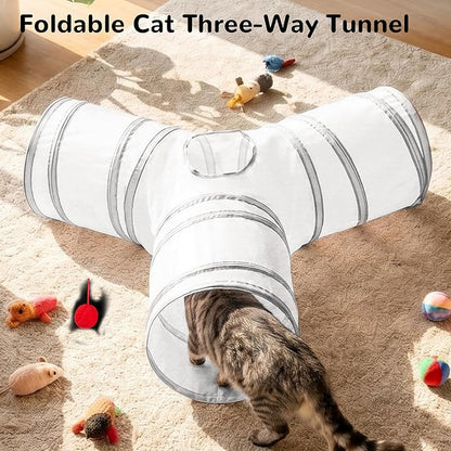 Tempcore Cat Tunnel for Indoor Cats, 3-Way Collapsible Play Tunnel - Image 6