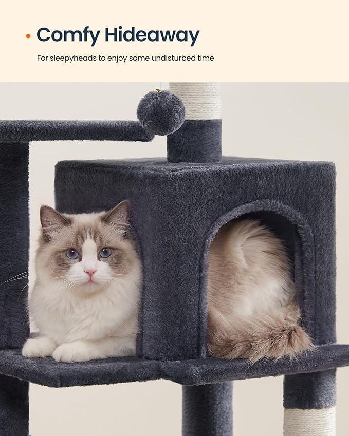 SONGMICS HOME Cat Tree for Indoor Cats, Hammock and Condo, Dark Gray - Image 6