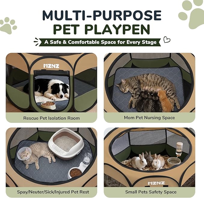 Dog Playpen with Pee Pad, Portable Puppy Pet Crate Indoors - Image 3