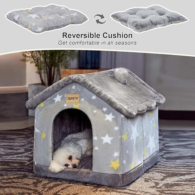JIUPETY Cute Small Dog House Indoor, Foldable House Kennel Bed Mat - Image 7