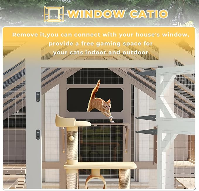 69.7" L Large Catio Outdoor Cat Enclosure, Walk-in Outdoor Cat House - Image 4