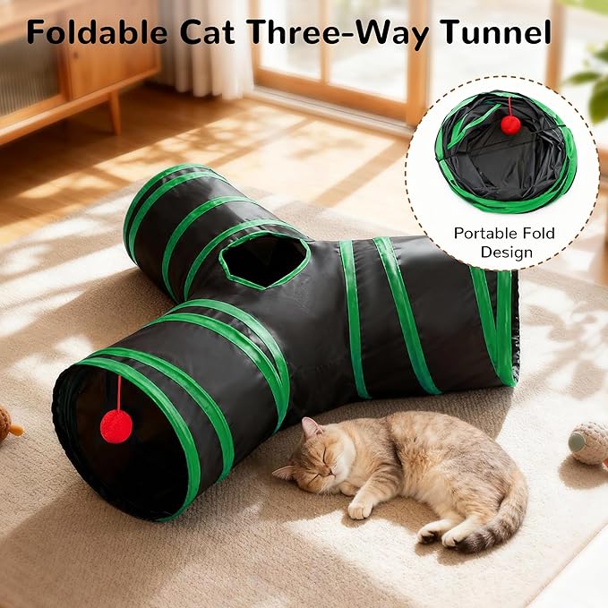 Tempcore Cat Tunnel for Indoor Cats, 3-Way Collapsible Play Tunnel - Image 6