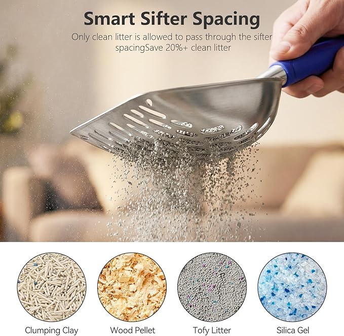 Cat Litter Scoop, Kitty Metal Scooper, Heavy Duty Aluminum Deep Sifter - Image 5