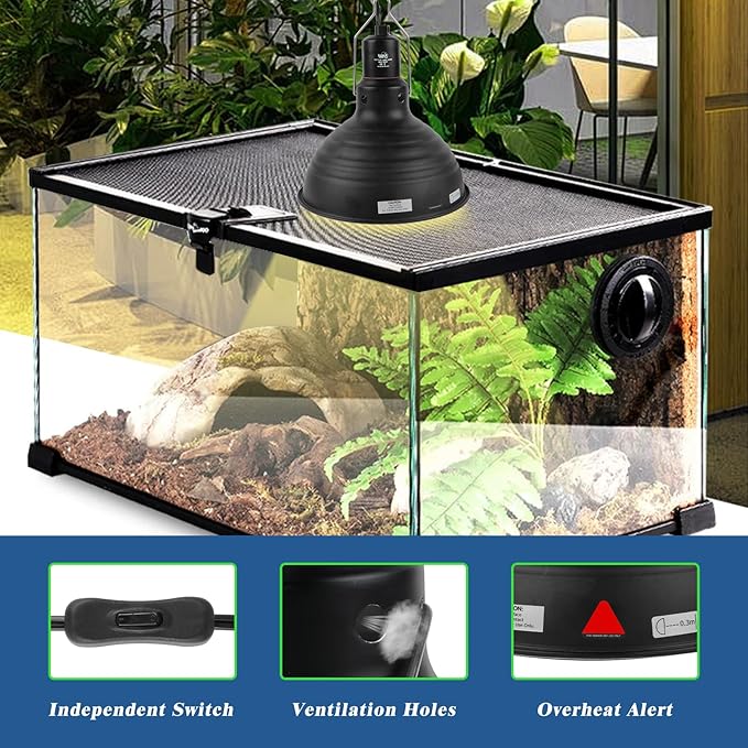 LUCKY HERP Reptile Light Fixture 8.1inch- Lightweight Aluminum Reflector Dome - Image 4