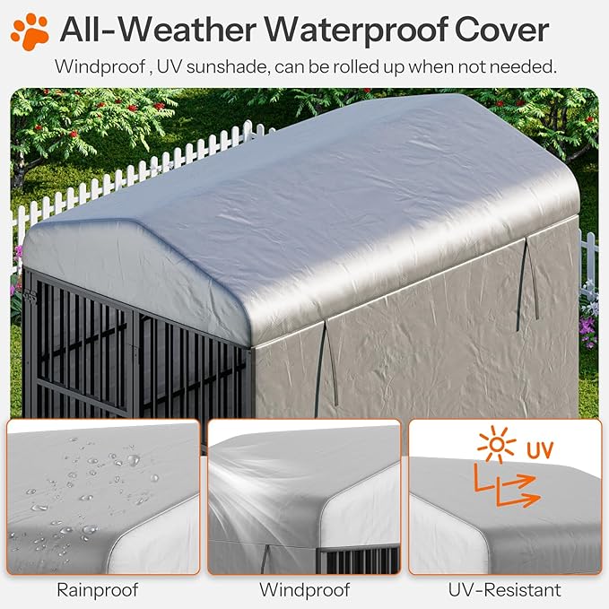 HOOBRO Dog Kennel Outdoor with Cover, 6.6 x 3.9 x 5.9 ft Dog Kennel Outside - Image 5