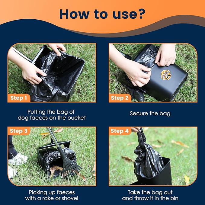 Pooper Scooper for Large Dogs Heavy Duty Swivel Bin & Rake - Image 4