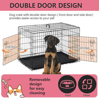 FDW 45 Inch Dog Crate for Large Dogs, Folding Metal Cage - Image 4