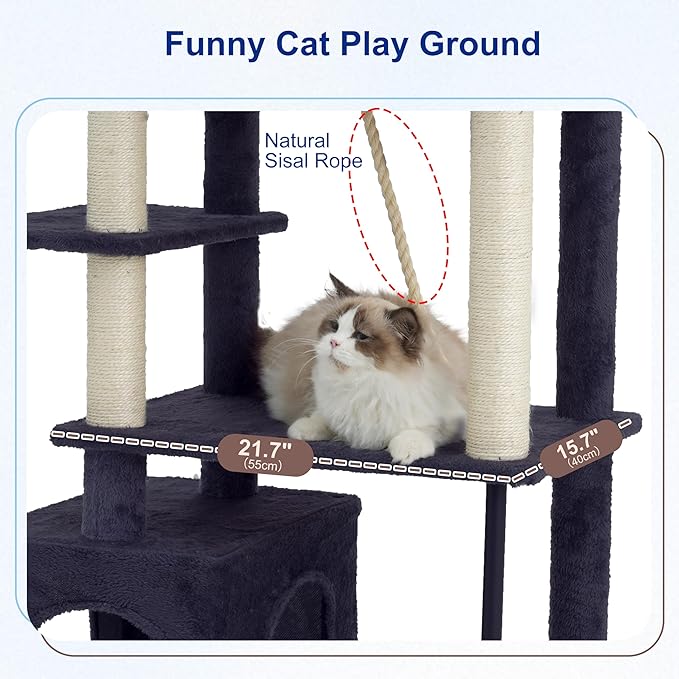 Gitelsnour Cat Tree for Indoor Cats Large Adult, 70.5'' Cat Tower - Image 3