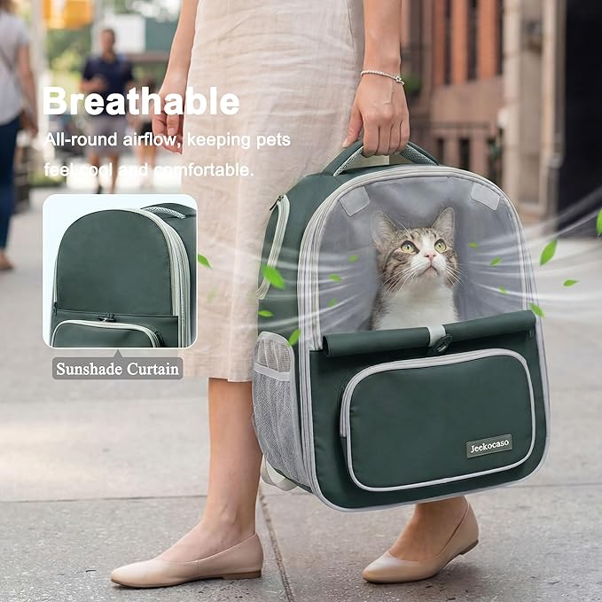 Cat Backpack Carrier Expandable, Breathable Mesh & Lockable Zippers & Shaded - Image 4