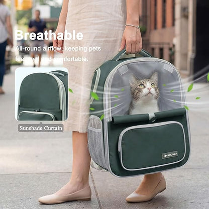 Cat Backpack Carrier Expandable, Breathable Mesh & Lockable Zippers & Shaded - Image 4