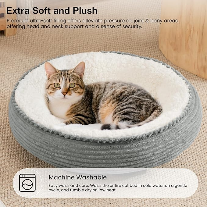 Love's cabin Round Donut Cat and Dog Cushion Bed, 20in Pet Bed - Image 6