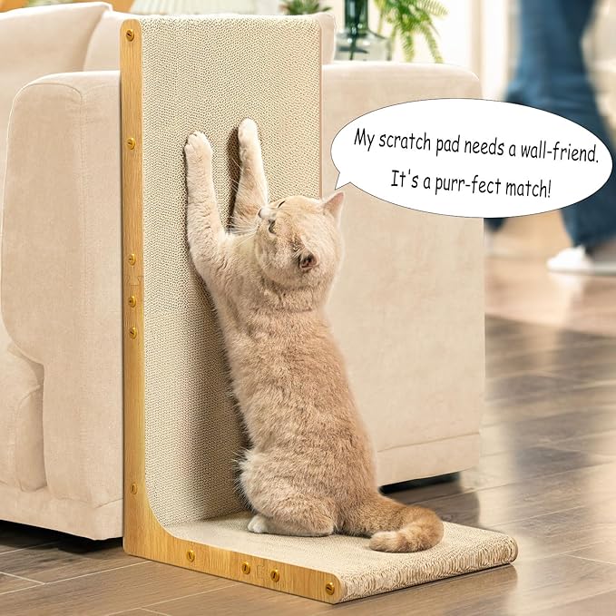 Conlun Cardboard Cat Scratcher, Vertical Wall-Leaning Scratching Board to - Image 3