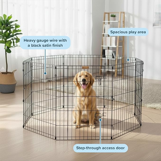 Dog Playpen - Foldable Metal Exercise Puppy Play Pen - Indoor/Outdoor Pen with - Image 2