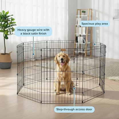 Dog Playpen - Foldable Metal Exercise Puppy Play Pen - Indoor/Outdoor Pen with - Image 2