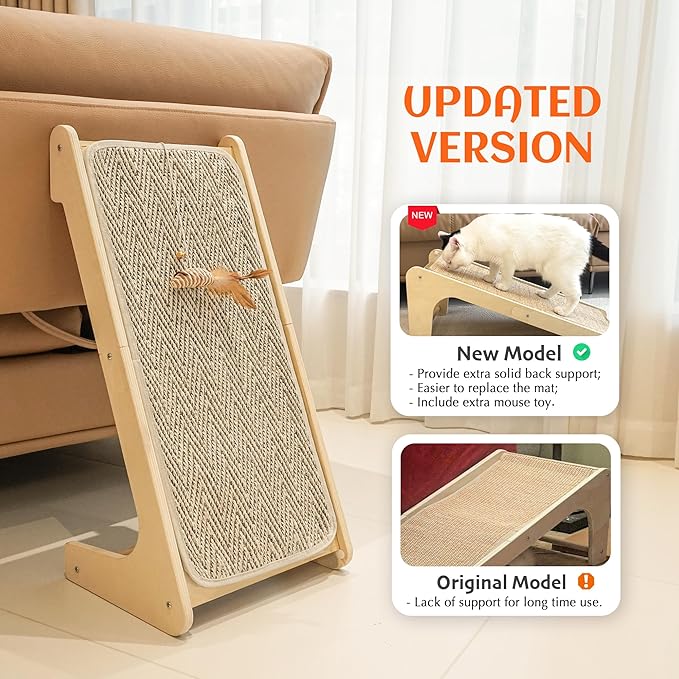 PETKARAY Cat Scratcher, Sisal Scratching Ramp, L Shape Cat Scratch Pad - Image 2