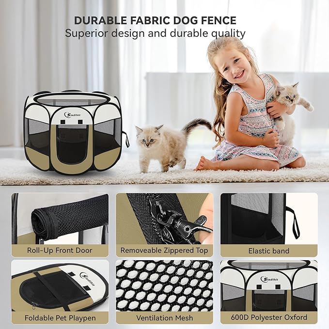 Siedihit Dog Cat Playpen, Small Puppy Pet Playpen, Dog Crate Tent Cage - Image 7