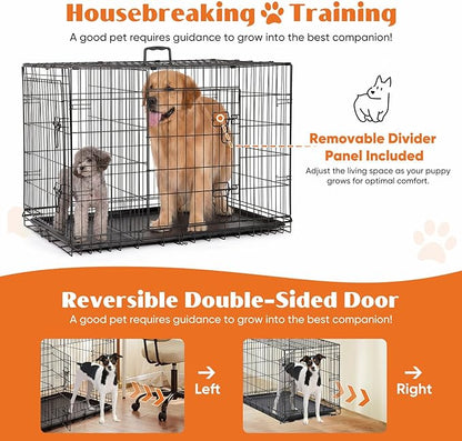 Sweetcrispy 36 Inch Dog Crate, Medium Crates Double Door Folding Metal Wire Dog - Image 4