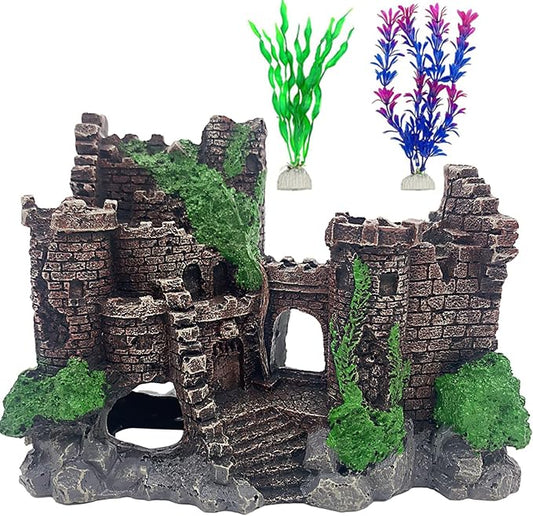 Aquarium Resin Castle Decoration, Ancient Design Fish Tank Ornaments Betta by MUYG