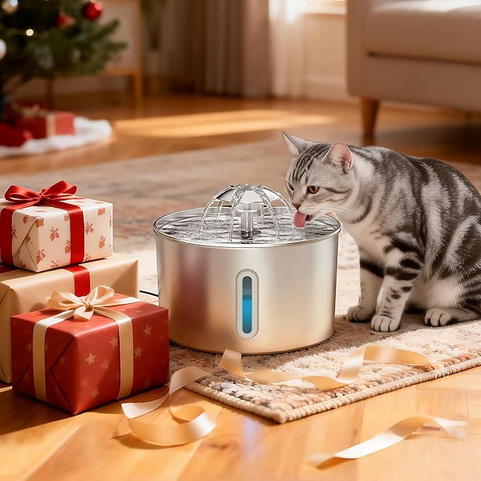 Cat Water Fountain Stainless Steel - 74oz/2.2L Automatic Large Pet Watering - Image 5