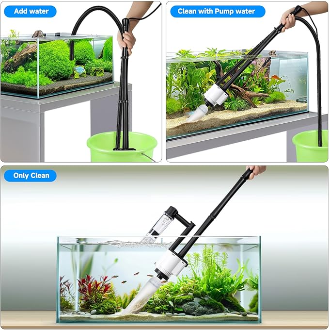 AQQA Electric Aquarium Gravel Cleaner, 8-in-1 Fish Tank Vacuum, Water Changer - Image 7