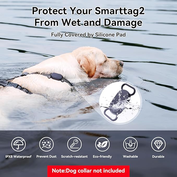 Dog Collar Holder for Galaxy Smarttag2, Waterproof Silicone Case for Pet Cat - Image 7