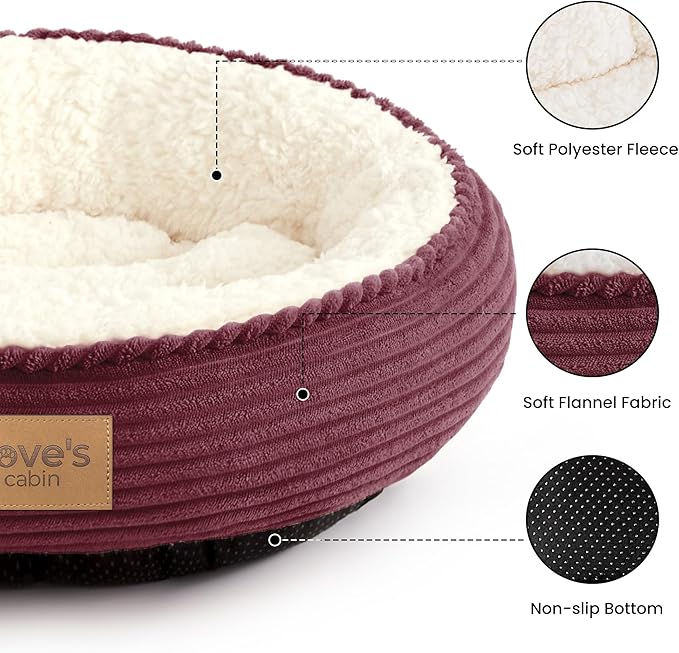 Love's cabin Round Donut Cat and Dog Cushion Bed, 20in Pet Bed - Image 2