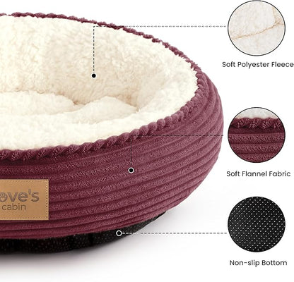 Love's cabin Round Donut Cat and Dog Cushion Bed, 20in Pet Bed - Image 2