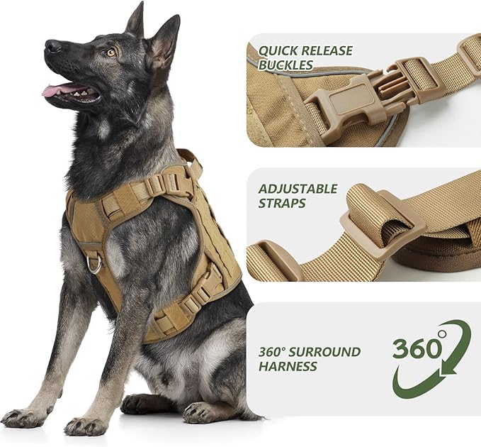 WINGOIN Tactical Dog Harness for Large Dogs, Heavy Duty No Pull Dog Harness - Image 2